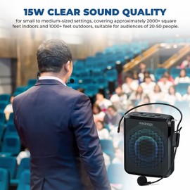 WinBridge Voice Amplifier with Portable Microphone, Teacher Microphone for Classroom,Tour Guide Speaker, Headset Mic for Group Instructor, Megaphone Mic, Clear Sound| No Feedback, WB008 2025 New