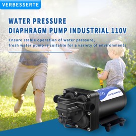 RV Fresh Water Pump 110V Water High Pressure Increase Booster Pump for Home Irrigation 5.5GPM 75PSI Marine Boat Washdown Pump Diaphragm on Demand Water Pump for Yard Garden Camp Yacht