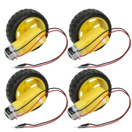 4 Sets TT Motor DC 3-6V Gearbox Motor Dual Shaft 200RPM Ratio 1:48 Motor with Tire Wheel Kit for Arduino DIY Smart Car Robot
