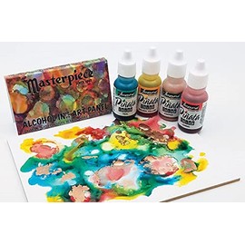 Pinata Masterpiece Set, Four 1/2 Ounce Bottles of Pinata Alcohol Ink, Three Masterpiece Alcohol Ink Art Panels (JAC9955)