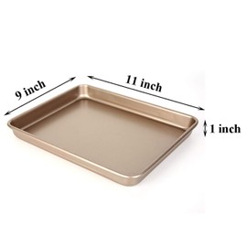 Walooza 11 Inch Baking Sheets Pan Nonstick Set of 2, Cookie Sheet Replacement Toaster Oven Tray，Deep Size 1 inch Bakeware, Non Toxic & Heavy Duty & Easy Clean