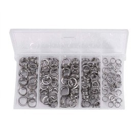 Ejoyous Fishing Split Rings Split Rings Stainless Steel 200 Pieces 5 Sizes Snap Rings Heavy Duty Stainless Steel Split Rings Solid Lures Connectors Fishing Tackle with Storage Box