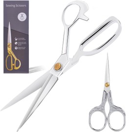 10 Inch Sewing Scissors For Fabric Cutting,Zinc Alloy Handle,Sharp Stainless Steel Blades,Fabric Scissors For Dressmakers Craft Decorate(GOLD)