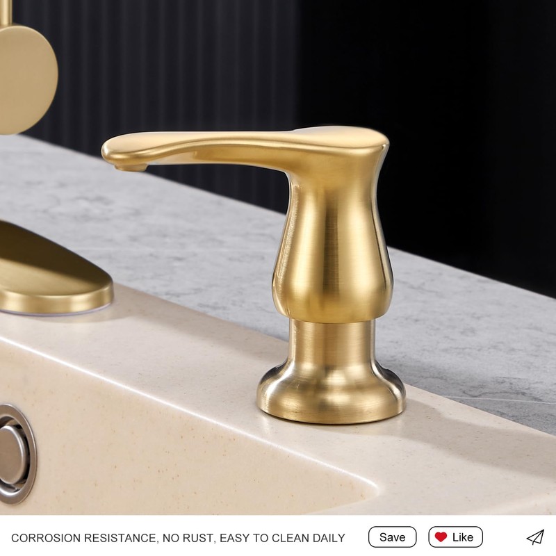 GAGALIFE Kitchen Sink Soap Dispenser Brushed Gold, Under Sink Soap