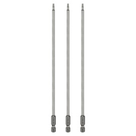 HARFINGTON 3pcs T10 Torx Head Screwdriver Bit 1/4" Hex Shank 8" (200mm) Long Magnetic No Hole Tip Tamper Proof 6 Point Star Screw Driver Drill Bits S2 Steel Industrial Power Screwdrivers