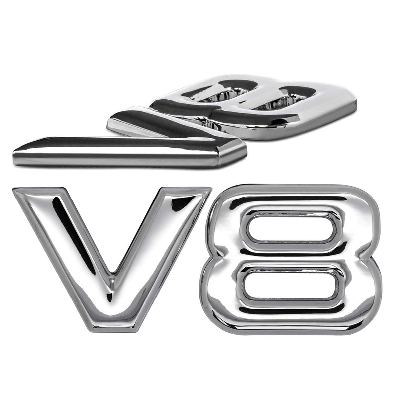 V8 Emblem Sign Chrome Lettering 3D Logo Car Sticker Tuning