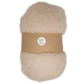 The Felt Box Carded Needle Felting Wool Maori DHG Natural Carded Batt with Coarse Short Fibres 100g -Sand