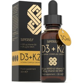 Vitamin D Drops - Vitamin D3 K2 Liquid for Adults & Kids - Immunity, Bones & Muscle Support - High Strength Vegetarian Vit D 4000IU & Vitamin K2 25mcg - Fast Absorption Oil Supplement - Natural Orange