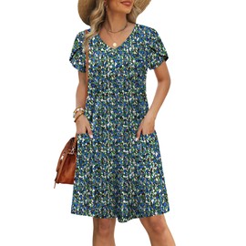 OFEEFAN Plus Size Dresses for Curvy Women Summer Spring Tshirt Dress Sundresses Beach Vacation Clothes Cruise Outfits Print 03 2XL