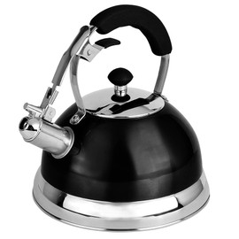 UNIWARE 2.7 LT Heavy Duty Stainless Steel Metallic Blue Whistling Kettle, qt, Black