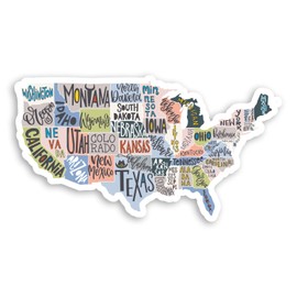2 x 10cm US States Map Vinyl Stickers - USA America Fun Luggage Sticker #30836 (10cm Wide)