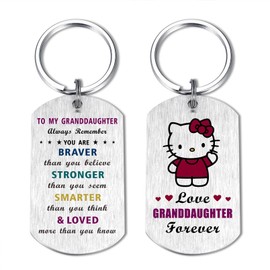 EE&YU Granddaughter Christmas Keyring Gifts - Adult Granddaughter Birthday Gifts, I Love Granddaughter Present, Cute Granddaughter Key Ring