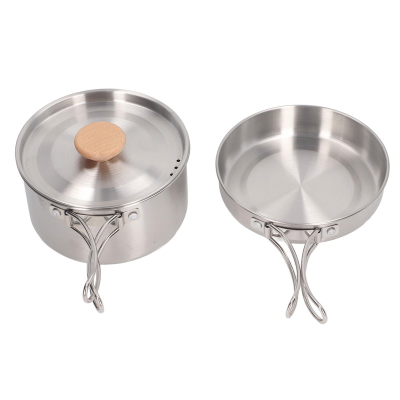 Cooking Pot and Pan Set 304 Stainless Steel Portable Camping
