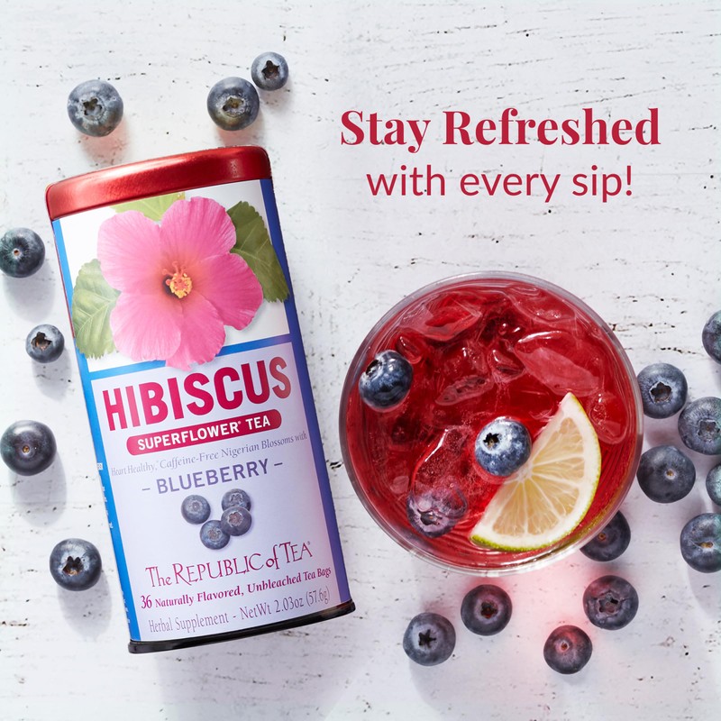 The Republic of Tea, Hibiscus Blueberry Superflower Herbal Tea, 250