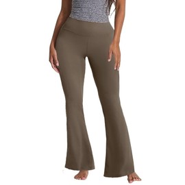 DLAYBGFA Flare Leggings for Women Wide Leg Yoga Pants High Waisted Workout Bell Bottoms Bootcut Yoga Leggings(Khaki,S)