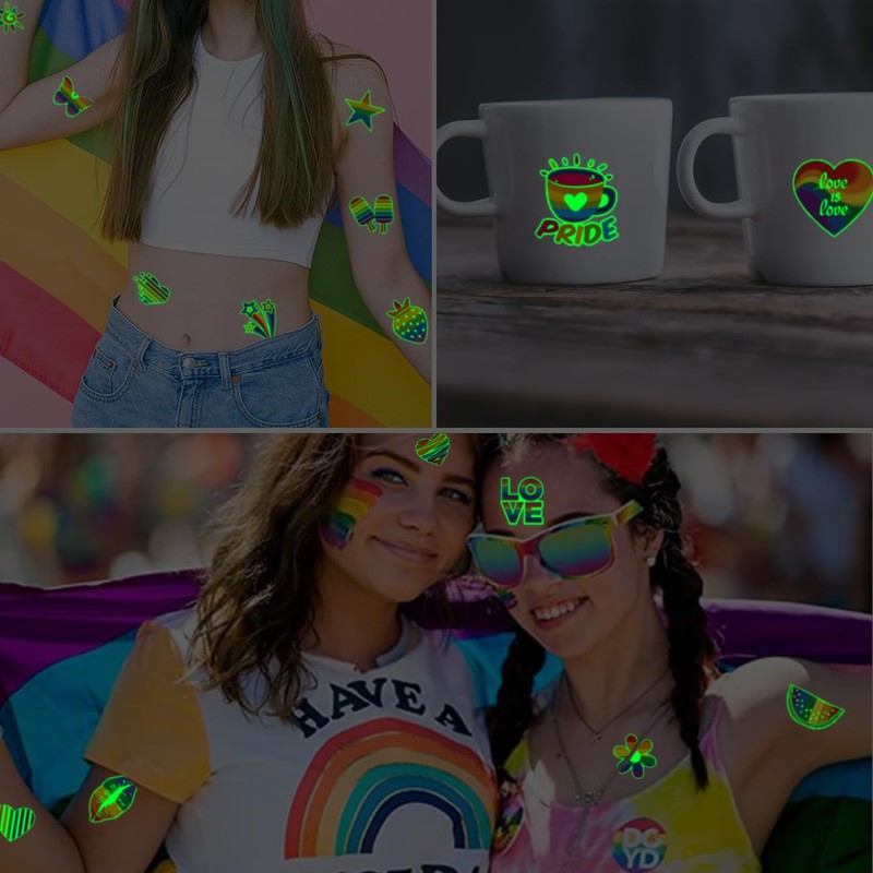 CHARLENT Glow in The Dark Rainbow Temporary Tattoos - 74