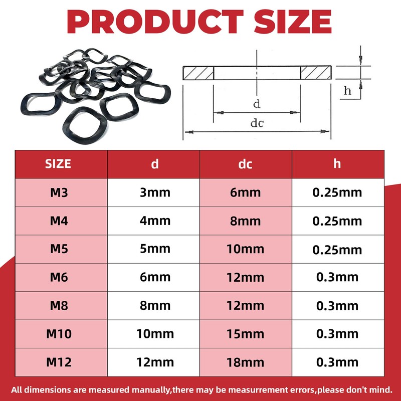 350pcs Spring Wave Washer Gasket Assortment Kit, M3 M4 M5