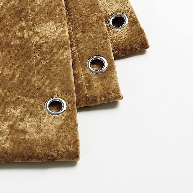 Fredsure Distressed Velvet Shower Curtain Set, 13 Pieces Caramel Gold