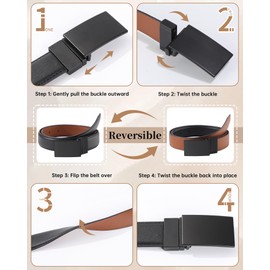 Kajeer Reversible Boy Belts for Kids,Durable PU Metal Buckle Leather Belt Toddler Youth Belt for School Uniform Casual Wear(Black,Fit Waist: 17"-22")