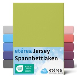 etérea Jersey Fitted Sheet 120 x 200 cm, Oeko-Tex Made in Green, 100% Cotton Jersey, Comfort Fitted Sheet, Flat Sheet 120 x 200 cm, Jade Green