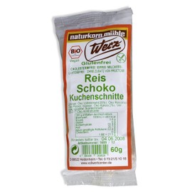 Werz Reis-VK-Schoko-Kuchenschnitte glutenfrei 2x60gr., 4er Pack (4 x 60 g) - Bio