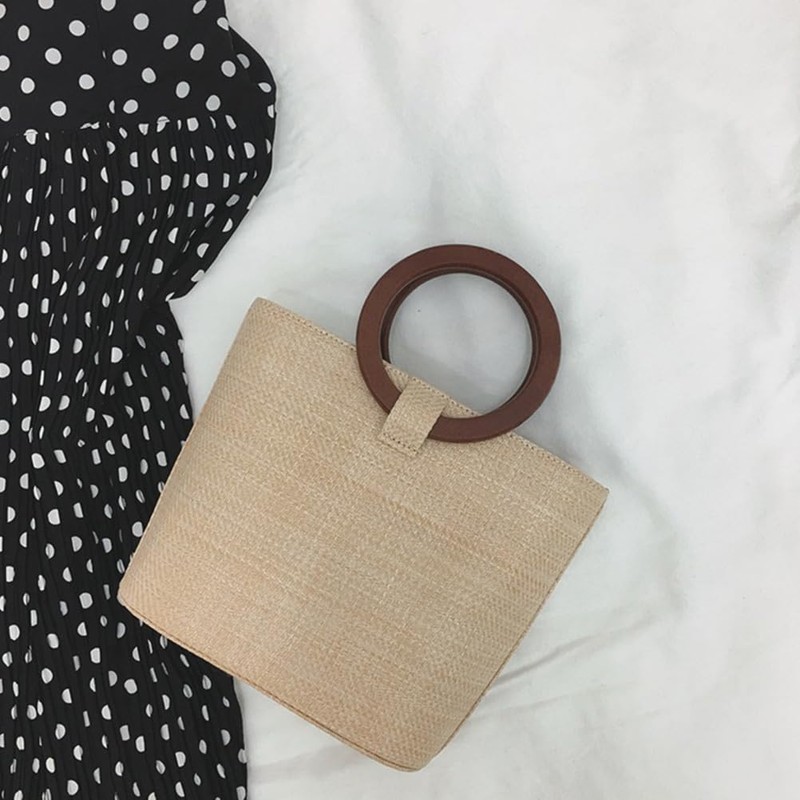 NUOBESTY 2pcs Wooden Ring Handle Round Wood Handles Wooden Circle