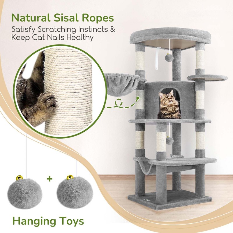 Globlazer Corner Cat Tree Tower for Indoor Cats, 51in Multi-Level