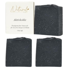 Natural Cilt Active Charcoal Soap, 100% Natural Soap, Without Harmful Ingredients, Certified, Handmade Shower Soap for All Skin Types, Shower Gel, Natural Cosmetics, Pack of 3