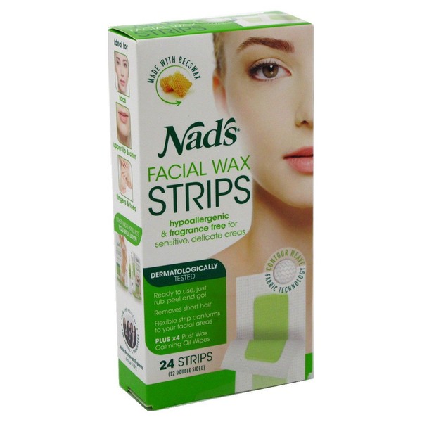Nads Hair Removal Facial Strips 24 Count (6 Pack)