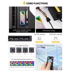 upHere ARGB Controller for PC, 5V 3-Pin PWM Temperature Control, Wireless Remote Control Stroke, ARGB Hub, Fan Hub, RGB Controller PC for Case Fan, RGB Lighting Synchronization, P12PARGB-WT