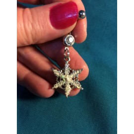 Body Jewelry Christmas White Glittery Snowflake Dangle Belly Button Naval Ring Body Jewelry