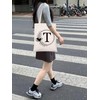 HOLLP Alphabet Shopping Bag A/C/J/K/M/S/T/N/B/L/R Letter Initial Tote Bag (Tote