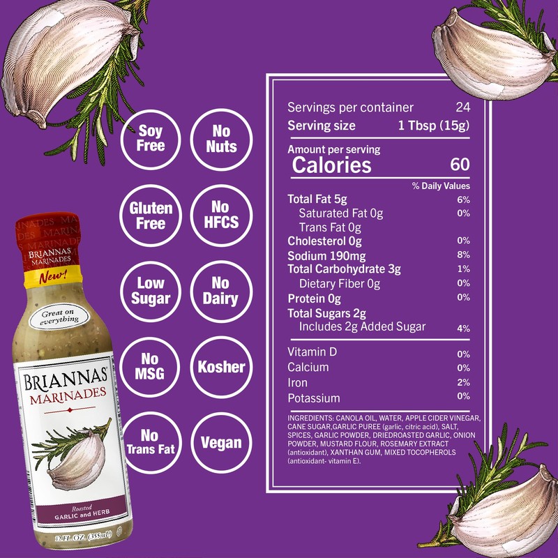 BRIANNAS - Roasted Garlic & Herb Marinade - Small Batch,