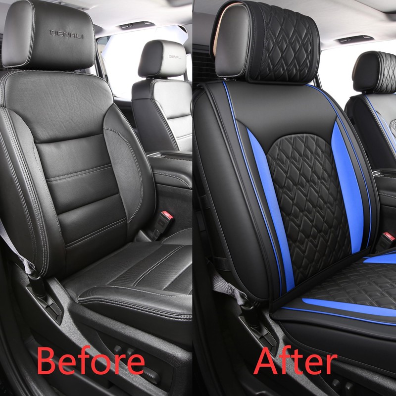 JOJOBAY Chevy Silverado Seat Covers,Leather Seat Covers for GMC Sierra,Custom
