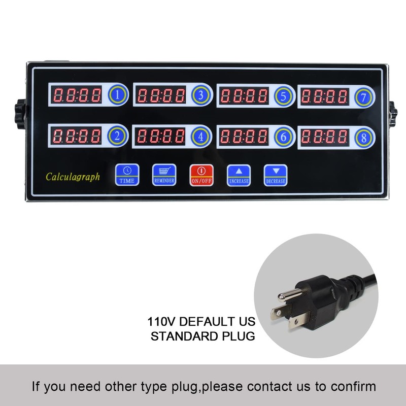 Professional Commercial 8 Channels Digital Kitchen Timer Loud Alarm for