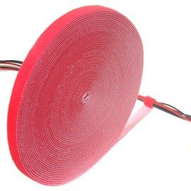 TUKA TKB5010 Velcro Cable Ties 15 m x 20 mm, Free to Cut to Size, Robust, Removable, Reusable, Cable Ties, Velcro Tape Cable Manager, Velcro Roll for Arrangement, Fixing Management Cables, Red