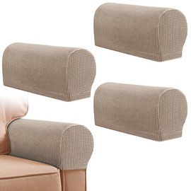 HUIBOHOU Armrest Chair Covers, 4pcs Stretch Armchair Covers for Arms Spandex Polyester Sofa Arm Caps Anti-Slip Arm rest Covers for Chairs Furniture Protector Armchairs Sofa Couches Recliner (Sandy)