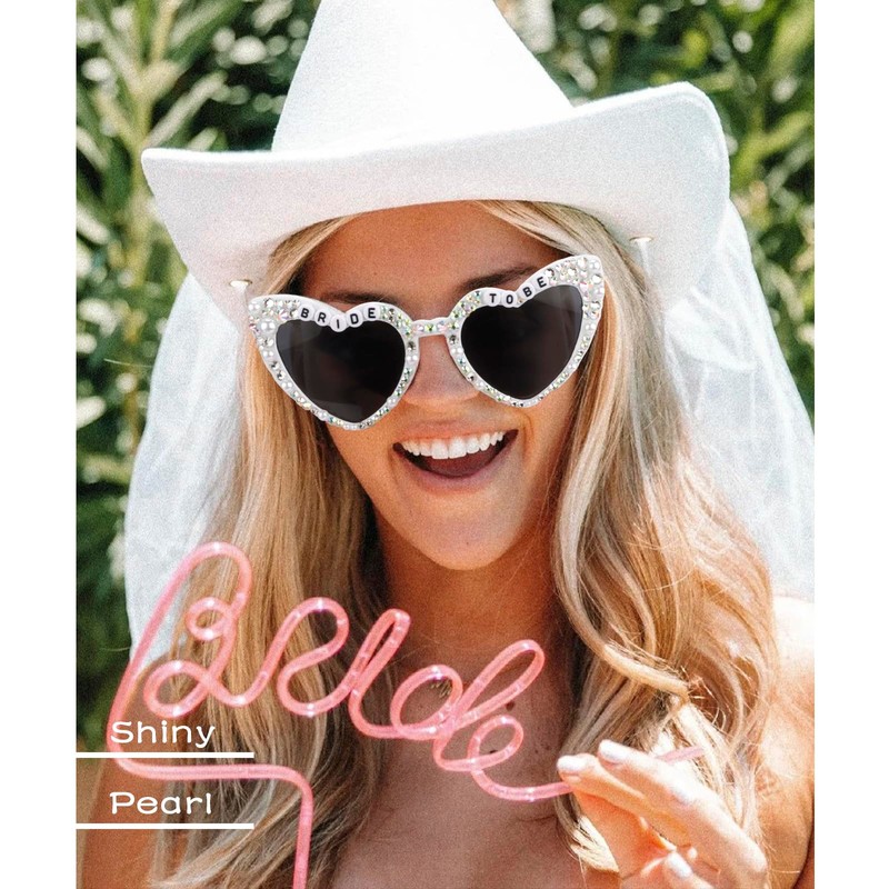KICOSY Bride & Bachelorette Sunglasses - White Heart Shaped Sunglasses