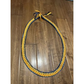 Navy Blue & Gold Double Satin Ribbon Graduation Lei (Custom orders available)