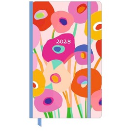 Dominique Vari Blossom - Weekly Notebook Calendar Large 2025 - Pocket Calendar 13 x 21 cm - with Closure Strap & Folding Pocket - Weekly
