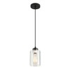 CAFULAM Modern Black Farmhouse Pendant Light with Glass Shade,Industrial Pendant