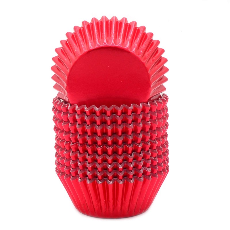 Mombake Standard Red Foil Cupcake Cases Muffin Baking Cups for