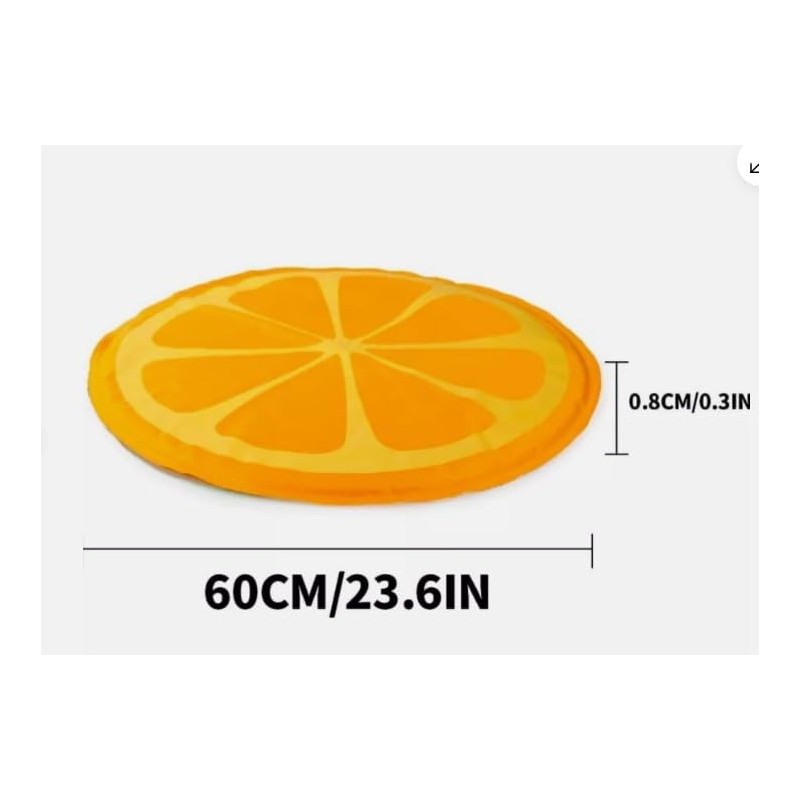 Pet Cooling Mat, Orange Design, 60 cm Diameter, Temperature Reducing
