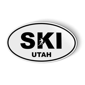 Stickers and Tees Ski Utah Oval - Magnet for Car Fridge Locker - 3"