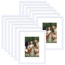JCJMY 12 Packs 8x10 Picture Frames, Display 5x7 with Mat or 8x10 Without Mat, Gallery Wall Frame Set, 8 by 10 Frames Bulk Set of 12 Collage Wall Decor Photo Frames Set for Wall and Tabletop, White