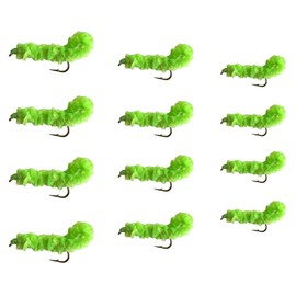 Feeder Creek Green Weenie Caddis Nymph Fly Fishing Flies | 12pc Fly Fishing Flies for Trout | Trout Flies | Bass Flies | Flies for Fly Fishing | 3 Size Assortment 12,14,16