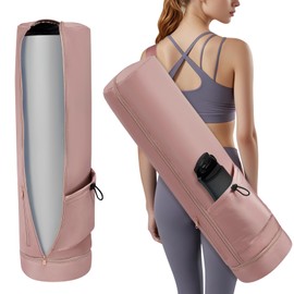 Aucuu Yoga Mat Bag, Yoga Mat Carrier with Pockets Watreproof, Yoga Mat Bag Large with Adjustable Carry Strap, Bottle Pocket and Wet Compartment, Yoga Mat Carry Bag, Gym Pilates Bag for Women Men