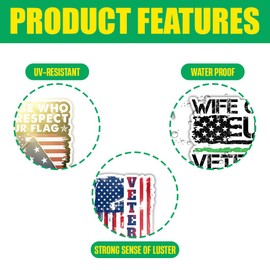 BAVAHA (10pcs) Thank you Veterans Stickers Military Army Stickers Memorial Day Decorations US Flag Patrotic Decal Support Veteran Appreciation Gifts For Cars Windows Water Bottle Helmet Laptop Luggage