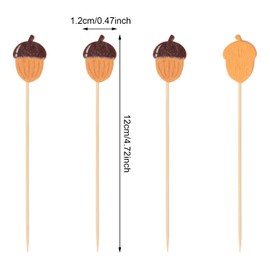 Honbay 100PCS Fall Acorn Bamboo Cocktail Picks Fruit Food Hamburger Toothpicks Cupcake Toppers Sandwich Appetizer Decorative Skewers Drink Garnish Holiday Party Thanksgiving Day Decoration Sticks