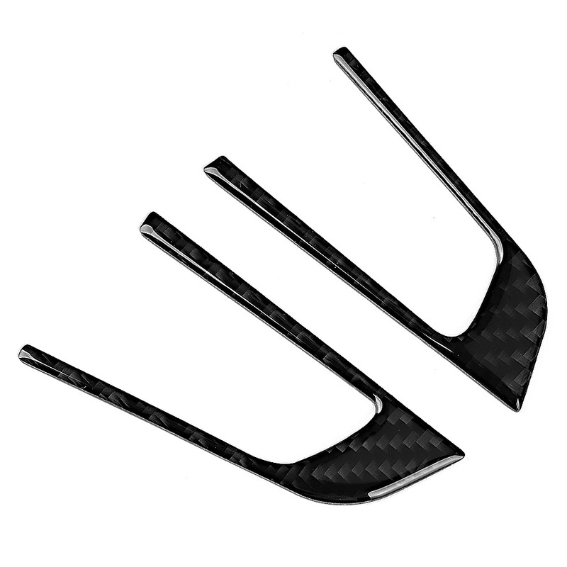 2pcs Steering Wheel Button Decorative Cover Trim Carbon Fiber Fit